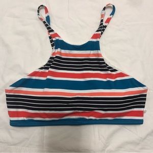 Sunn Lab Swim Striped Red Blue Black Orange Bikini Top Size Medium